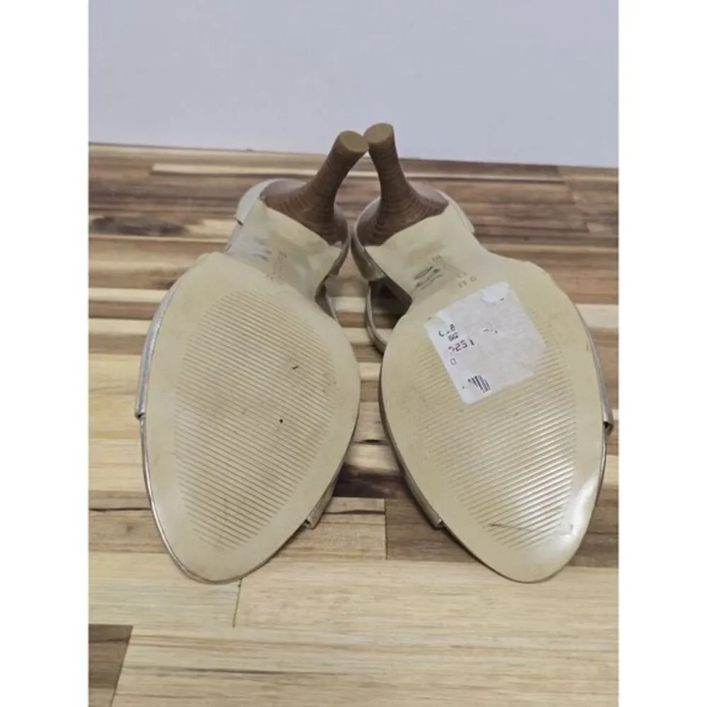 Bandolino Women's Gold Leather Strappy Open Toe Heels Size 9M‎